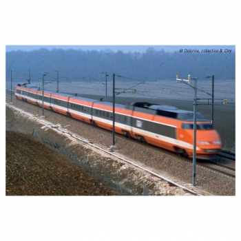 H0 F SNCF TGV Sud- Est, Set 4teilig, 4A, Ep.IV, orange,  " Rekord 380Kmh ", etc......................