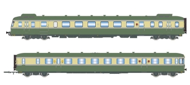 H0 F SNCF Dieseltriebwagen 2 teilig, RGP II X 2716, Beiwagen XR 7719, 4A, Ep.III, grün- beige, etc....................................