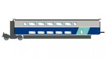 H0 F SNCF Zwischenwagen TGV Euroduplex, Kl.2, 4A, Ep.VI, silber/ blau, etc.........................