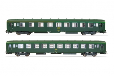 H0 F SNCF Reisezugwagen Set 2x, 4A, Ep.IV, grün, " Encadre´", etc......................