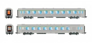 H0 F SNCF Personenwagen Set 2x,  B6Dtj, B9tj, 4A, Ep.IV- V, Dach silber, etc..........................