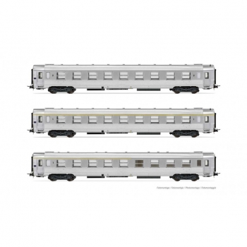 H0 F SNCF Reisezugwagen Set 3x, 4A, Ep.III,  " Inox  ", etc........................