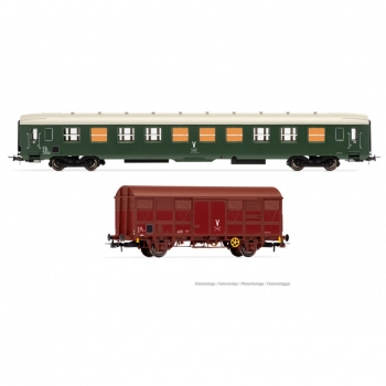 H0 F SNCF Dienstzugwagen Set 2x, 4A, Ep.IV- V, grün, Güterwagen 2A, braun,     etc.......................