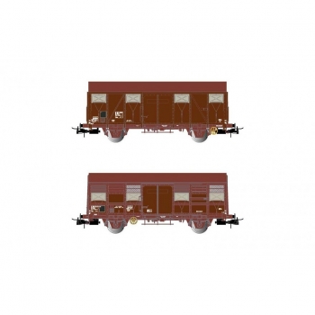 H0 F SNCF Güterwagen Set 2x, ged., 2A, Ep.IV, braun, " FRET- EXPRESS ", etc....................................