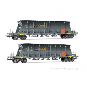 H0 F SNCF Selbstentladewagen EF60 Set 2x, 4A, Ep.VI, " MILLET " , etc.................................