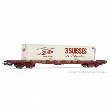 H0 F SNCF Containertragwagen Sgss,  4A, Ep.V, " 3 Suisses ", etc........................