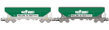 H0 F SNCF Getriedesilowagen Set 2x, " UFAC ", 4A, Ep.IV, grau-grün, etc...................................................