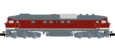 N D DR Diesellokomotive BR 132, 6A, Ep.IV, rot mit grauen Dach, R=192mm, L=130mm, Sound, etc...................................