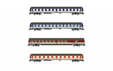 N D DB Reisezugwagen Set 4x, 4A, L= 667, Ep.IV, grau/ blauer, blau/ rot,  " Popwagen ", etc.................