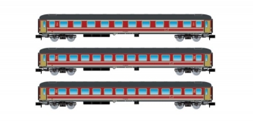 N I FS Personenwagen Set 3x, Kl.1, Kl.2, UIC-X TiP= 1964,  L=495mm,  4A, Ep.V, " rosso fegato ", grau/ beige, etc...................... - Kopie