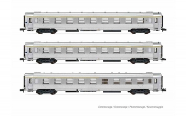 N F SNCF Personenwagen Set 3x, 4A, L= 471mm,  Ep.III, " Train Rapide ", etc.........................