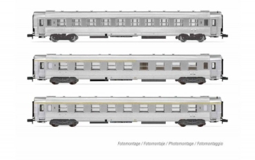 N F SNCF Personenwagen Set 3x, 4A, L= 471mm,  Ep.III, " La Mouette  ", etc..........................