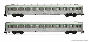 N F SNCF Personenwagen Set 2x, Inox,  L=314mm,  4A, Ep.IV,  etc..................