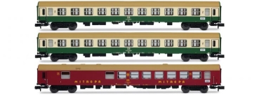 N D DDR DR Reisezugwagen Set 3x, 4A, Ep.IV, R0 192mm, L=495mm, " Paris- Berlin- Warschau ", etc............................