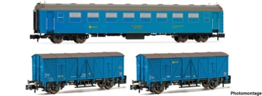 N E RENFE Dienstzug teilig 3x, Ep.IV- V, blau, R= 192mm, L=495mm, " Tajo de Via ", etc............................................