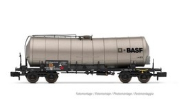 N D DB Kesselwagen, isoliert, 4A,  Ep.IV- V, silbern, gealtert, "BASF ", etc....................