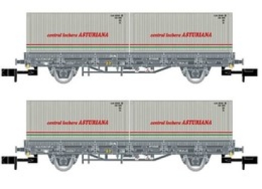 N E RENFE Flachwagen Set, 2x, bel., 4A, Ep.IV, " CENTRAL  ", etc.................................