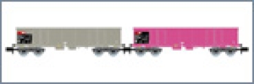 N Ch SBB Güterwagen Eaos Set, 2x, off., bel., 4A, Ep.V, grau, pink,  etc..........................