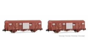 N I FS Güterwagen Set, 2x gedeckt, Gbs, 2A, L=174mm, Ep.IV- V, braun, etc..........................