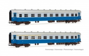 H0 I FS Personenwagen Set,  St.2x,  Kl.1/2- 2, 4A, Ep.III, " Treno Azzuro " blau