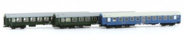H0 D DR Reisezugwagen Set 3x, 4A, L=846mm, Ep.IV, grün, " Pannonia Express ", etc...............