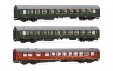 H0 D DR Reisezugwagen Set 3x, Kl.1 1x, Kl.2 1x, Speisewagen 1x, 4A, Ep.III, grün, rot,  etc....................