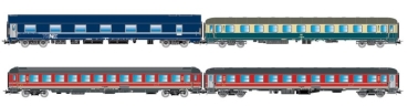 H0 I FS DB NS Reisezugwagen- Set 4x, 4A, Ep.V, " Italien- Holland- Express, TEN- Farbe, etc........................