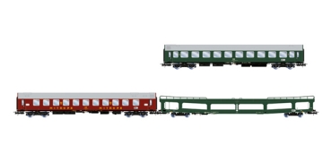 H0 D DR Autoreisezug Set 3x, 4A, Ep.IV, L=867mm, grün- rot, etc................................................