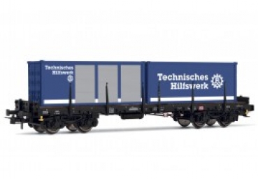H0 D DB Flachwagen, bel., 4A, Ep.V, " THW Container "