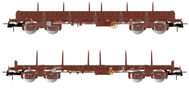 H0 B SNCB Flachwagen Set, 2teilig, Rmms+ Remms, 4A, Ep.IV- V, braun