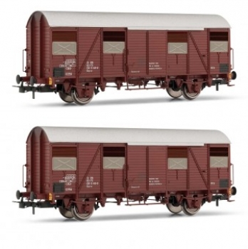 H0 I FS Güterwagen Set, 2x, ged., 2A, Ep.IV- V,  geöffnete Lüftungsschieber, braun