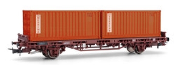 H0 I FS Flachwagen Kgps, bel., 2A, Ep.IV- V, braun, " Messina Container ", etc.........................