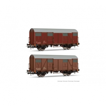 H0 I FS Güterwagen Set 2x, ged., Gs, 2A, Ep.IV- V, braun, etc.........................