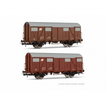 H0 I FS Güterwagen Set 2x, ged., Gs, 2A, Ep.IV- V, braun, " a losanga " etc.......................
