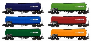 H0 D BASF Kesselwagen Set 6x, 4A, Ep.VI, farbig, " BASF " , etc..................