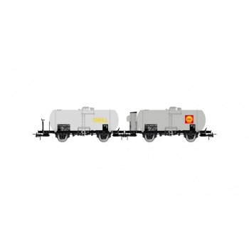 H0 I FS Kesselwagen Set 2x, 2A, Ep.III, Bremserhaus 1x, Bremserbühne 1x, silber, " Shell ", etc.......................
