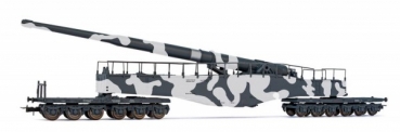 H0 D DR Eisenbahngeschütz K5, 12A, Ep.II, Tarnlackierung, grau/ weiß, etc............................