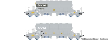 H0 D Schwenkdachwagen Set 2x, Taoos, 4A, Ep.VI, grau, 362mm, etc.....................