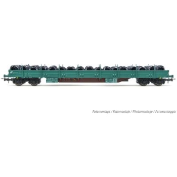 H0 I FS Flachwagen mit Rungen, bel., 4A, Ep.VI, grün, etc........................................