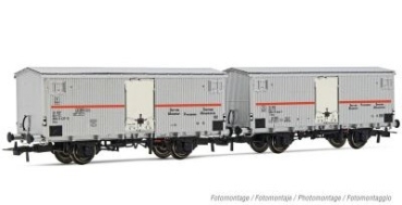 H0 I FS Kühlwagen Set.2x, lfms, roter Streifen, 2A, Ep.IV, R=357mm, L=211mm, etc.........................................