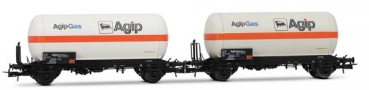 H0 I FS Gaskesselwagen Set 2x, Zgs, mit Bremserbühne, 2A, Ep.IV, L= 242mm, R= 357mm, " Agipgas ", etc..................