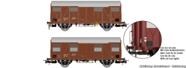 H0 I FS Güterwagen ged. Set 2x, 2A, Ep.IV, 1x rote Schlußlichter, braun, L= 2442mm, etc....................................................