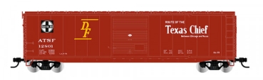H0 US ATSF Güterwagen ged., 12821, ohne Dachsteg, 4A, Ep.III- VI, " Texas Chief", braun, L=178mm, etc..........................................
