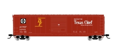 H0 US ATSF Güterwagen ged., 12850 ohne Dachsteg, 4A, Ep.III- VI, " Texas Chief ", braun, L=178mm, etc..................................
