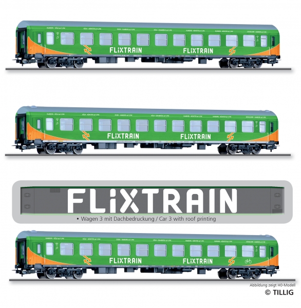 TT D PRI Reisezugwagen-Set 3x 4A Ep.VI Flixtrain, etc.........................................................................................................