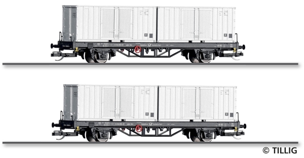 TT D DR Güterwagen-Set 2-tlg.  4A Ep.IV 2 Containertragwagen, etc..................................................................................