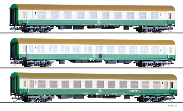 TT D DR Reisezugwagen-Set 1x 1.Kl. 1x 1./2.Kl. 1x 2.Kl. 4A Ep.IV Halberstadt, etc..............................