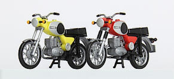 H0 D DDR Motorrad MZ TS 250 2x, gelb rot