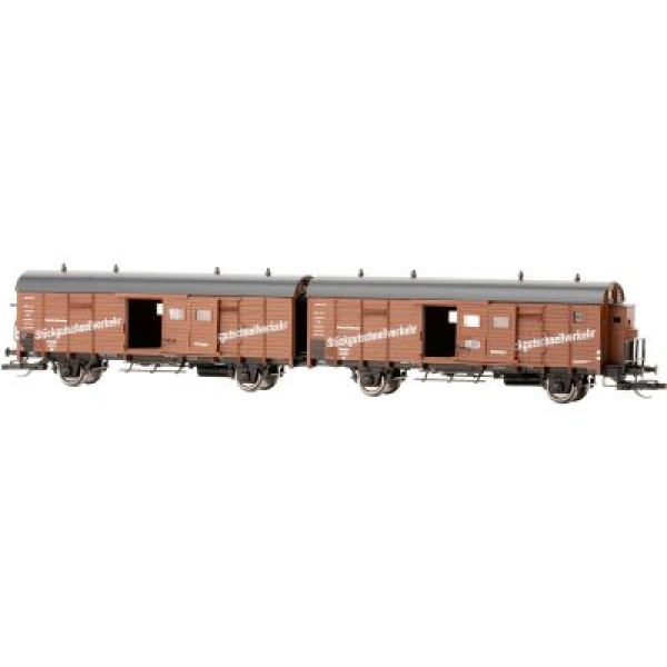 TT D DR Güterwagen ged. Einheit Leig, 2x, 2A, braun Ep.II, etc........................................................................................