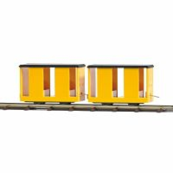H0 Grubenbahn Mannschaftswagen 2, gelb, 2A, geschlossener Aufbau, Sitzbänke, Stangenkupplung, L= 32mm,